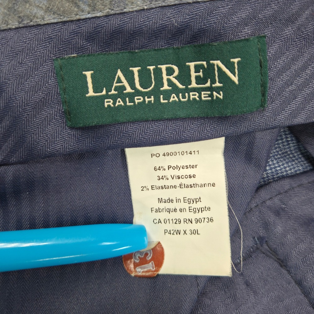 Lauren Ralph Lauren Mens 42x30 Blue Poly Viscose Tailored Fit Dress Pants Office